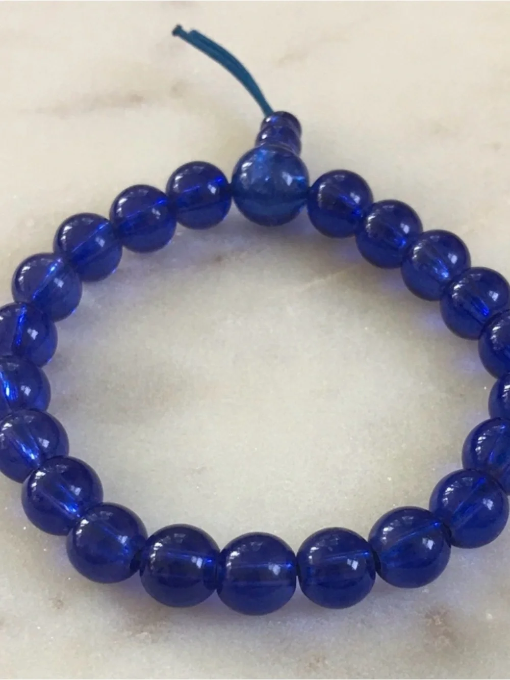 Deep Cobalt Blue Beaded Stretch Bracelet